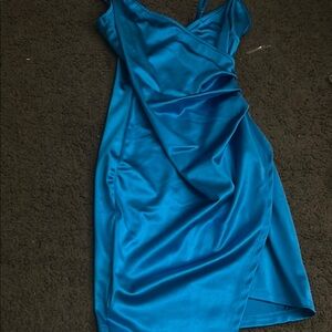 Elegant Blue Satin Dress